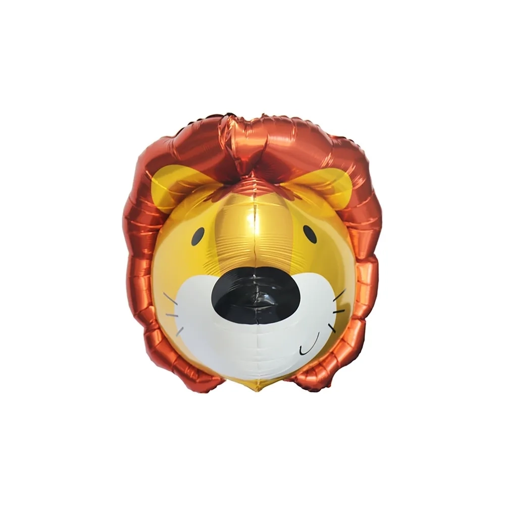 Palloncino Leone Testa 3D Dorato super shape 24" (60cm) in mylar, 1pz.