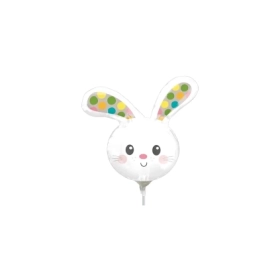 Palloncini testa coniglio con pois mini shape 14" (35cm) in mylar, 5pz.