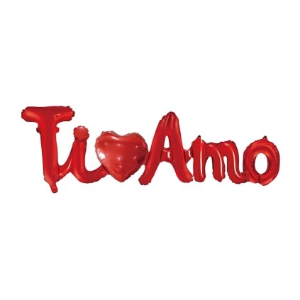 Palloncino Scritta Ti Amo rossa mega shape 45" (114cm) in mylar, 1pz.