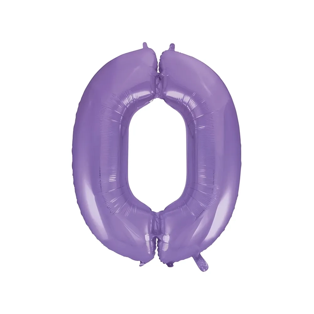 Palloncino numero 0 Satin Velvet lilla super shape 40" (101cm) in mylar, 1pz.