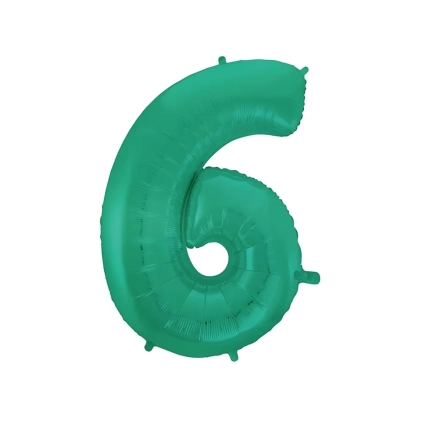 Palloncino numero 6 Satin Velvet Acquamarina super shape 40" (101cm) in mylar, 1pz.