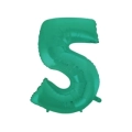 Palloncino numero 5 Satin Velvet Acquamarina super shape 40" (101cm) in mylar, 1pz.