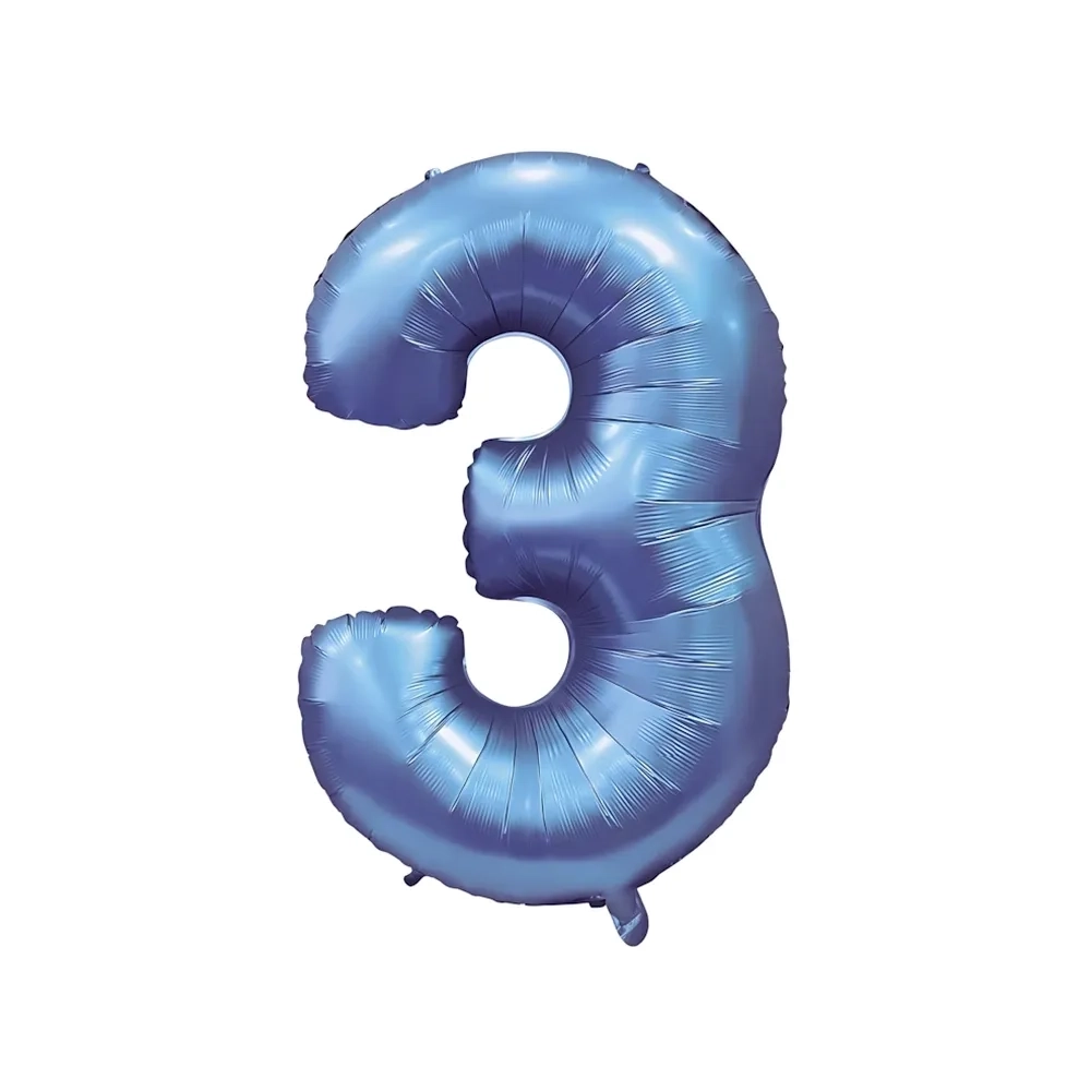 Palloncino numero 3 Satin Velvet Periwinkle super shape 40" (101cm) in mylar, 1pz.