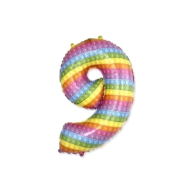Palloncino numero nove con stampa pop it super shape 32" (81cm) in mylar, 1pz.