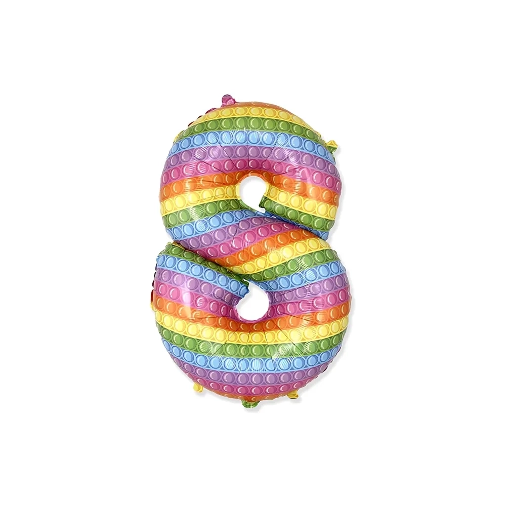 Palloncino numero otto con stampa pop it super shape 32" (81cm) in mylar, 1pz.