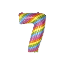 Palloncino numero sette con stampa pop it super shape 32" (81cm) in mylar, 1pz.