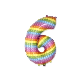 Palloncino numero sei con stampa pop it super shape 32" (81cm) in mylar, 1pz.