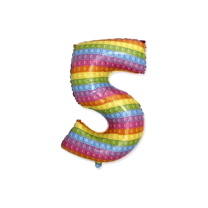 Palloncino numero cinque con stampa pop it super shape 32" (81cm) in mylar, 1pz.