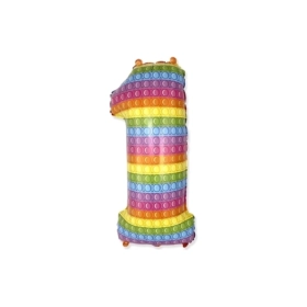 Palloncino numero uno con stampa pop it super shape 32" (81cm) in mylar, 1pz.