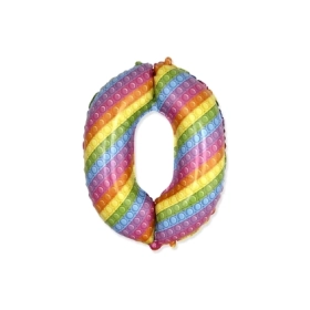 Palloncino numero zero con stampa pop it super shape 32" (81cm) in mylar, 1pz.