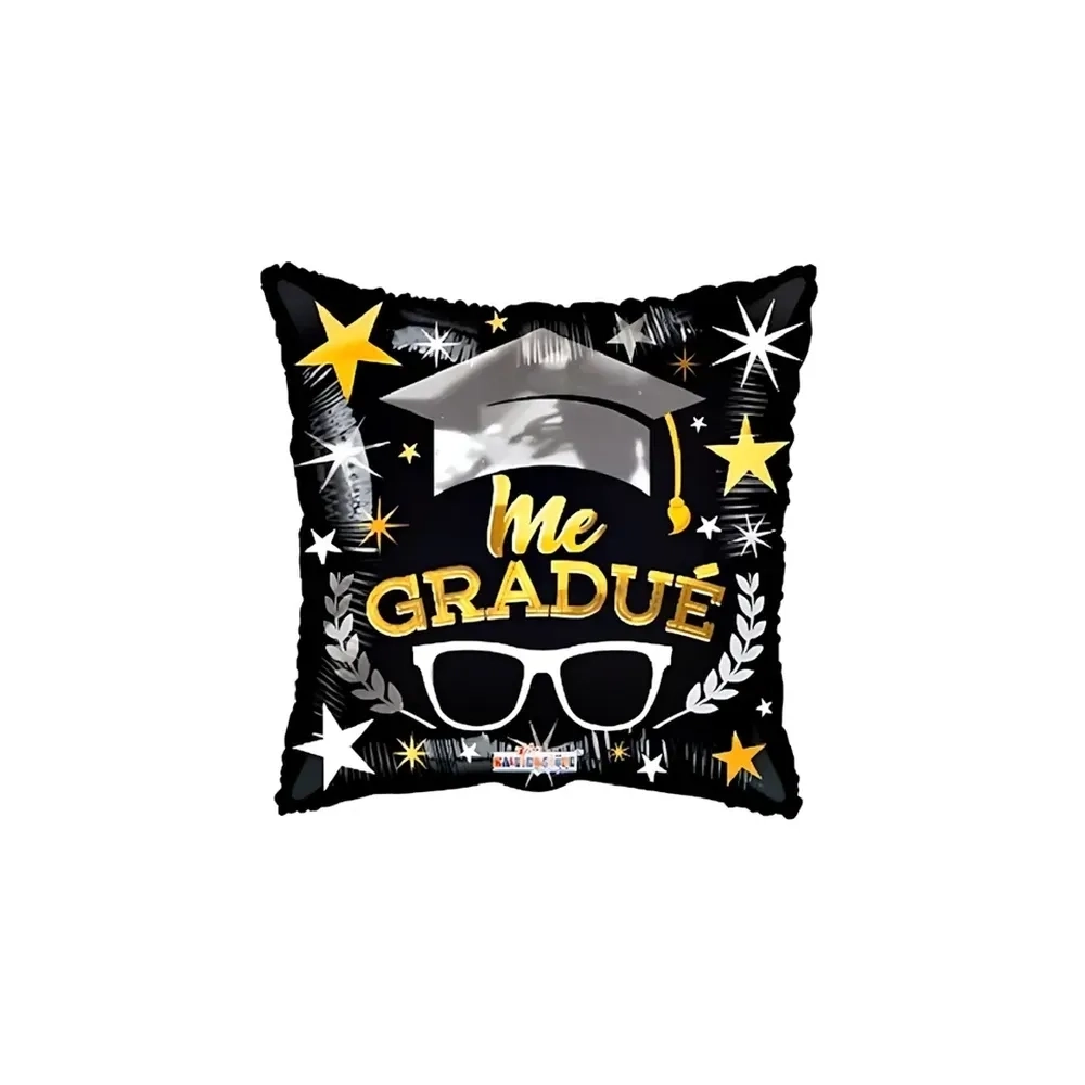 Palloncino quadrato Laurea con Tocco e testo me gradué standard shape 18" (45cm) in mylar, 1pz.