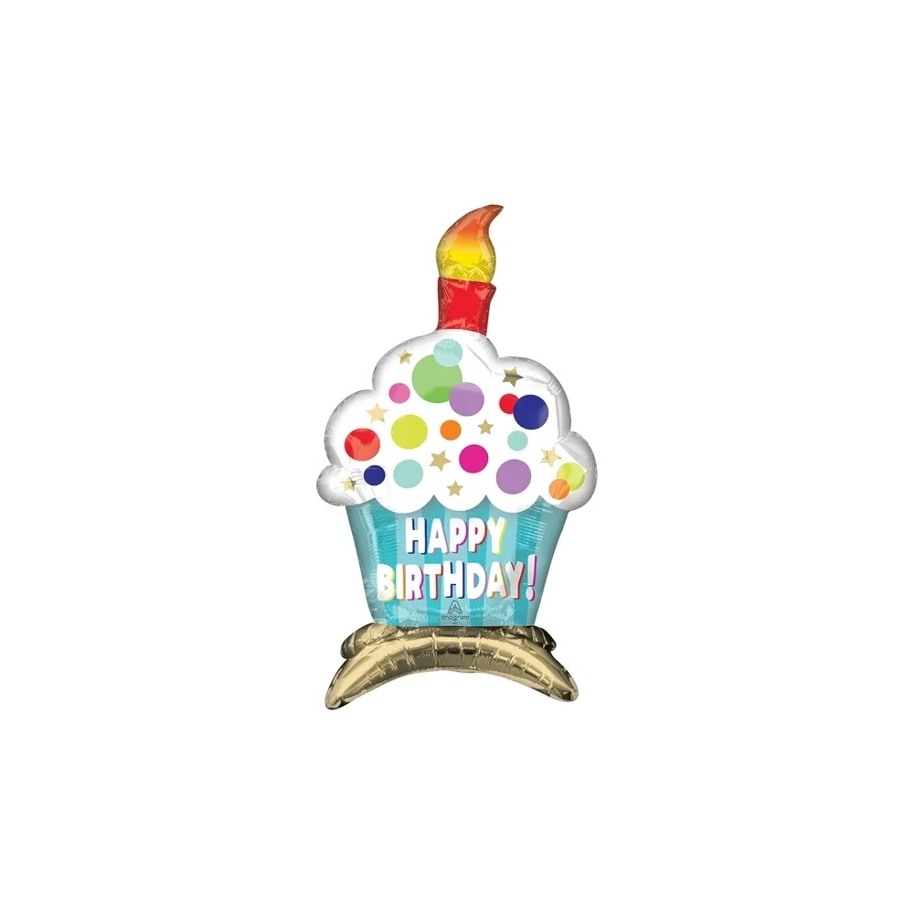 Palloncino Happy Birthday Cupcake airloonz 24" (60cm) in mylar, 1pz.