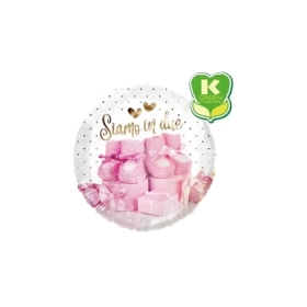 Palloncino Siamo in Due Rosa standard shape 18" (45cm) in mylar, 1pz.