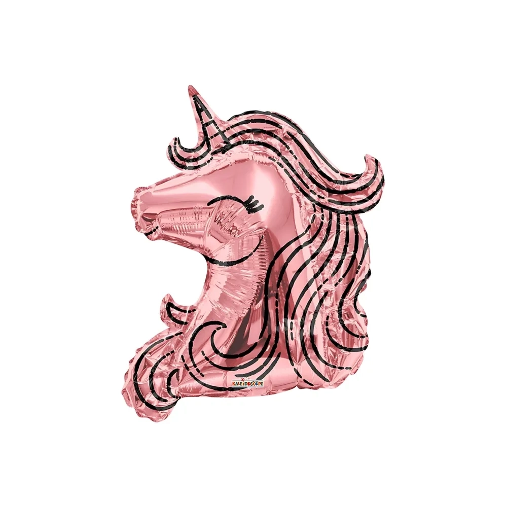 Palloncino Unicorno Rosa Gold super shape 36" (91cm) in mylar, 1pz.
