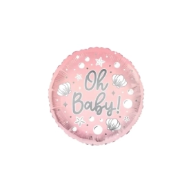 Palloncino Oh Baby! Rosa tondo standard shape 18" (45cm) in mylar, 1pz.