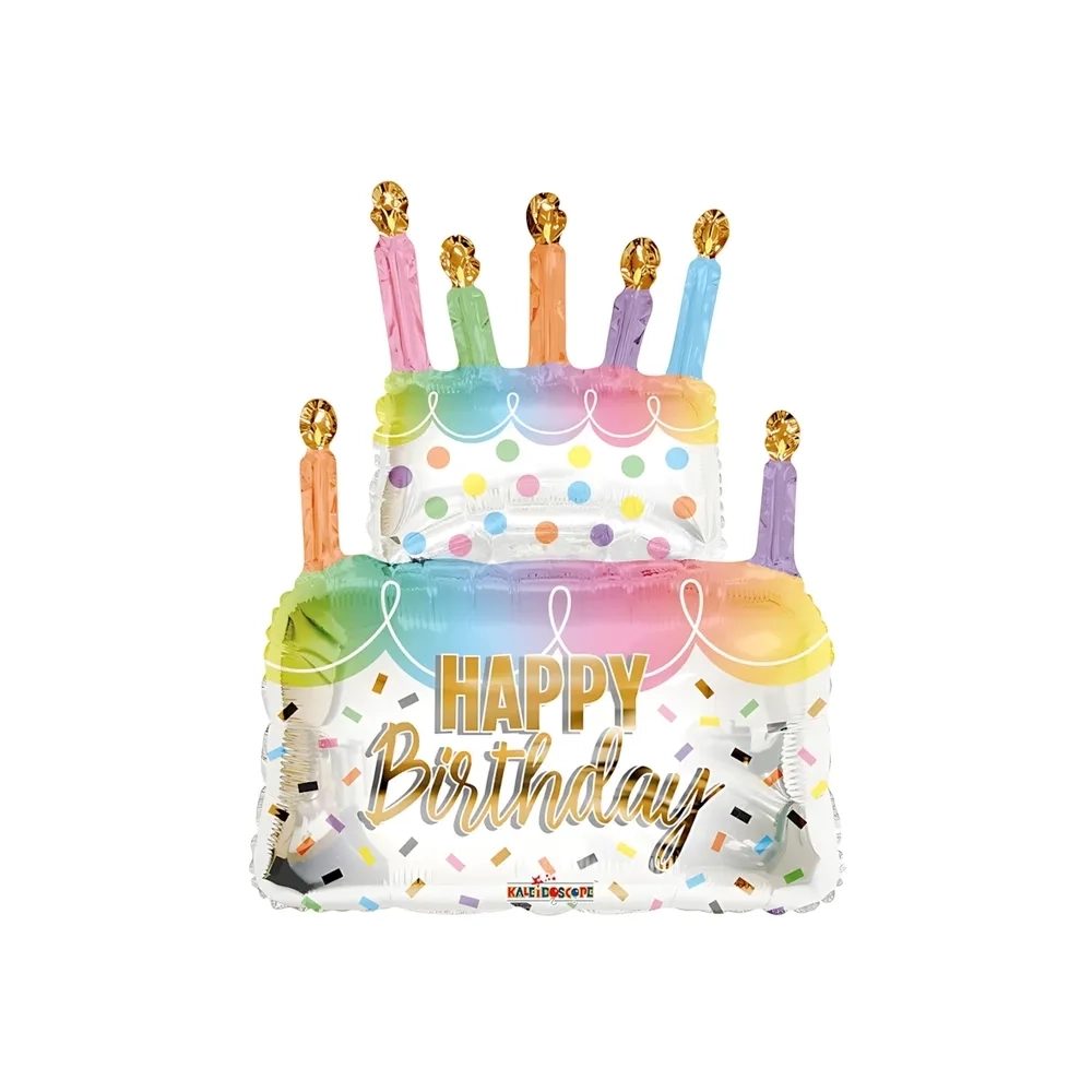 Palloncino Happy Birthday Torta e Candele super shape 36" (91cm) in mylar, 1pz.
