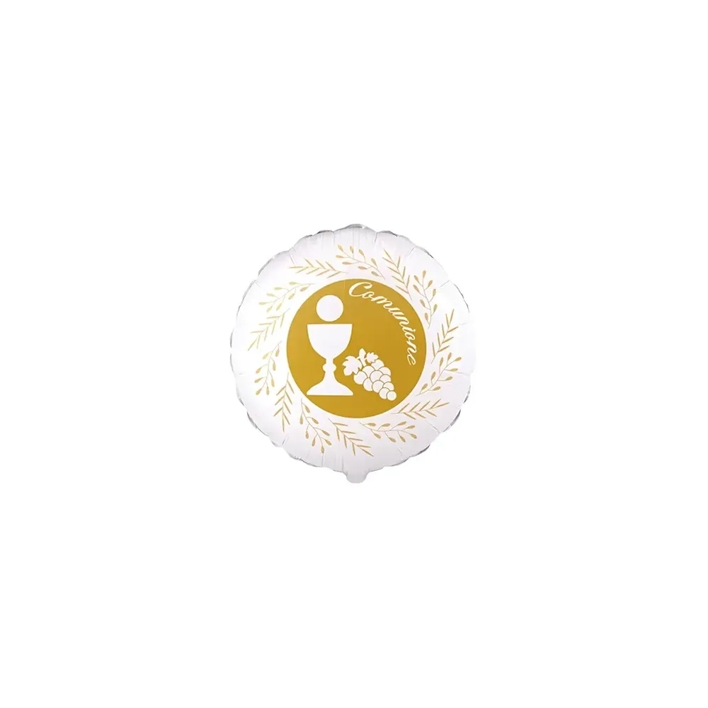 Palloncini Comunione Oro tondo mini shape 9" (22cm) in mylar, 5pz.