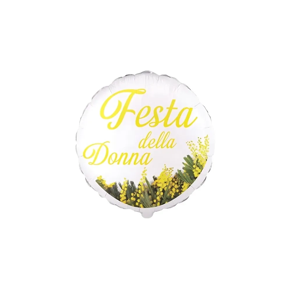 Palloncino Festa della Donna Mimosa Tondo standard shape 18" (45cm) in mylar, 1pz.