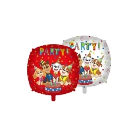 Palloncino Paw Patrol Party con pesetto e nastrino standard shape 18" (45cm) in mylar, 1pz.