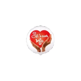 Palloncini Si o Core Mio tondo mini shape 9" (22cm) in mylar, 5pz.