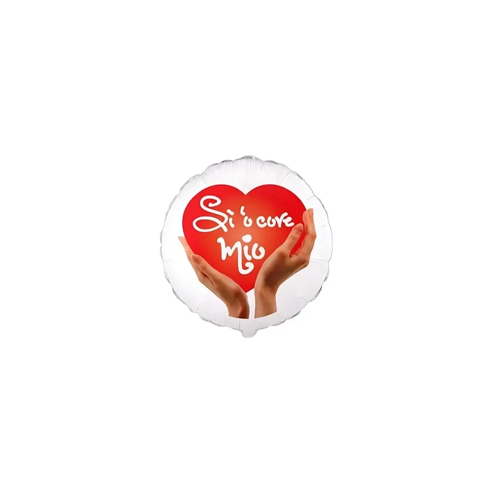 Palloncini Si o Core Mio tondo mini shape 9" (22cm) in mylar, 5pz.