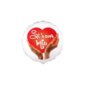 Palloncino Si o Core Mio tondo standard shape 18" (45cm) in mylar, 1pz.