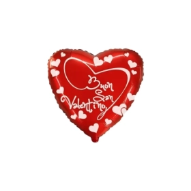 Palloncino Buon San Valentino Corsivo cuore standard shape 18" (45cm) in mylar, 1pz.