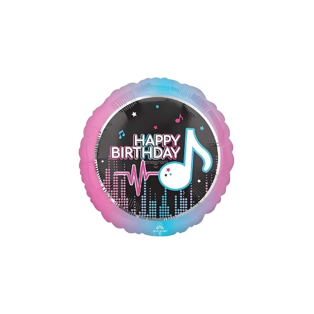 Palloncino Happy Birthday Internet Famous tondo standard shape 18" (45cm) in mylar, 1pz.