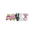 Palloncino Festone Matrimonio con cannuccia nastrini super shape 37" (93cm) in mylar, 1pz.
