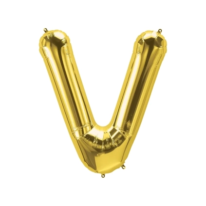 Palloncino Lettera V Oro super shape 40" (101cm) in mylar, 1pz.