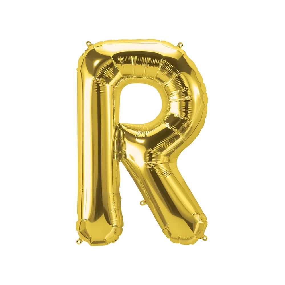 Palloncino Lettera R Oro super shape 40" (101cm) in mylar, 1pz.