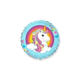 Palloncino Unicorno Carino Tondo standard shape 18" (45cm) in mylar, 1pz.
