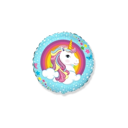 Palloncino Unicorno Carino Tondo standard shape 18" (45cm) in mylar, 1pz.
