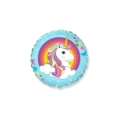 Palloncino Unicorno Carino Tondo standard shape 18" (45cm) in mylar, 1pz.