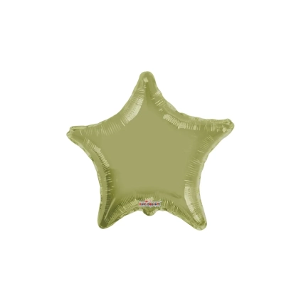 Palloncino Stella Verde Oliva standard shape 22" (55cm) in mylar, 1pz.
