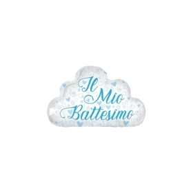 Palloncino Il Mio Battesimo Celeste Nuvola standard shape 20" (50cm) in mylar, 1pz.