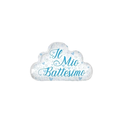 Palloncino Il Mio Battesimo Celeste Nuvola standard shape 20" (50cm) in mylar, 1pz.