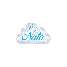 Palloncino E' Nato Nuvola Bianca standard shape 20" (50cm) in mylar, 1pz.