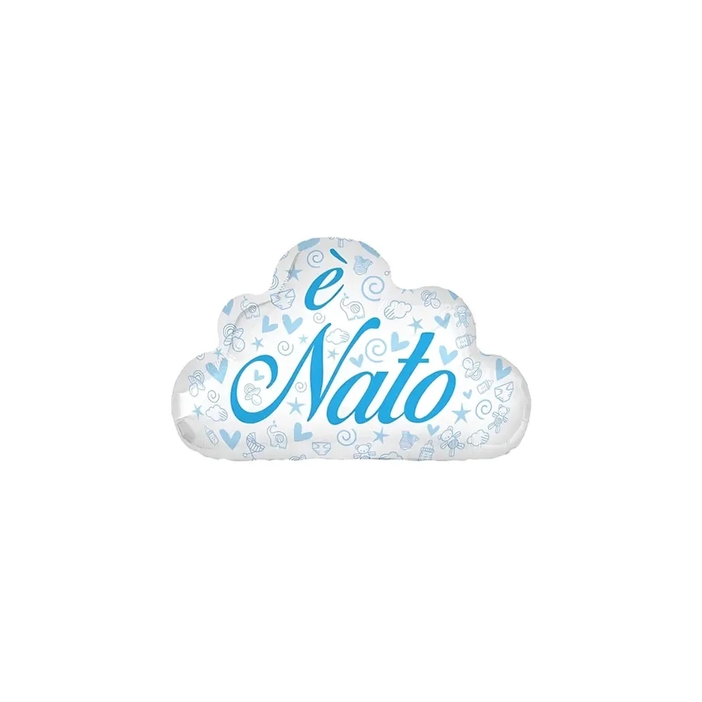 Palloncino E' Nato Nuvola Bianca standard shape 20" (50cm) in mylar, 1pz.