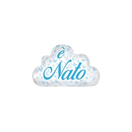 Palloncino E' Nato Nuvola Bianca standard shape 20" (50cm) in mylar, 1pz.