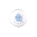 Palloncino Un Mese di Te Elefantino Celeste standard shape 18" (45cm) in mylar, 1pz.