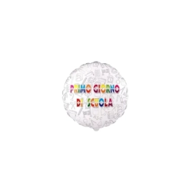 Palloncini Primo Giorno di Scuola Tondo mini shape 9" (22cm) in mylar, 5pz.