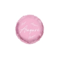Palloncino Auguri in Corsivo Rosa Macaron Lucido standard shape 18" (45cm) in mylar, 1pz.