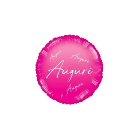 Palloncino Auguri in Corsivo Fucsia Lucido standard shape 18" (45cm) in mylar, 1pz.