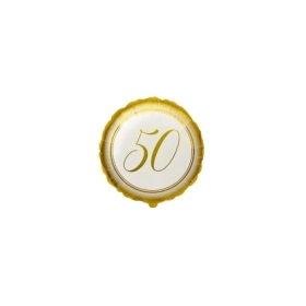 Palloncini 50° Anniversario Oro tondo mini shape 9" (22cm) in mylar, 5pz.