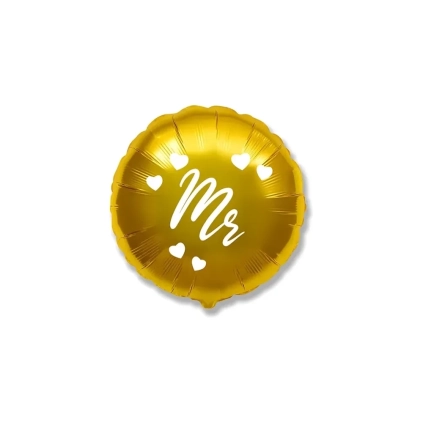 Palloncino Mr Oro tondo standard shape 18" (45cm) in mylar, 1pz.