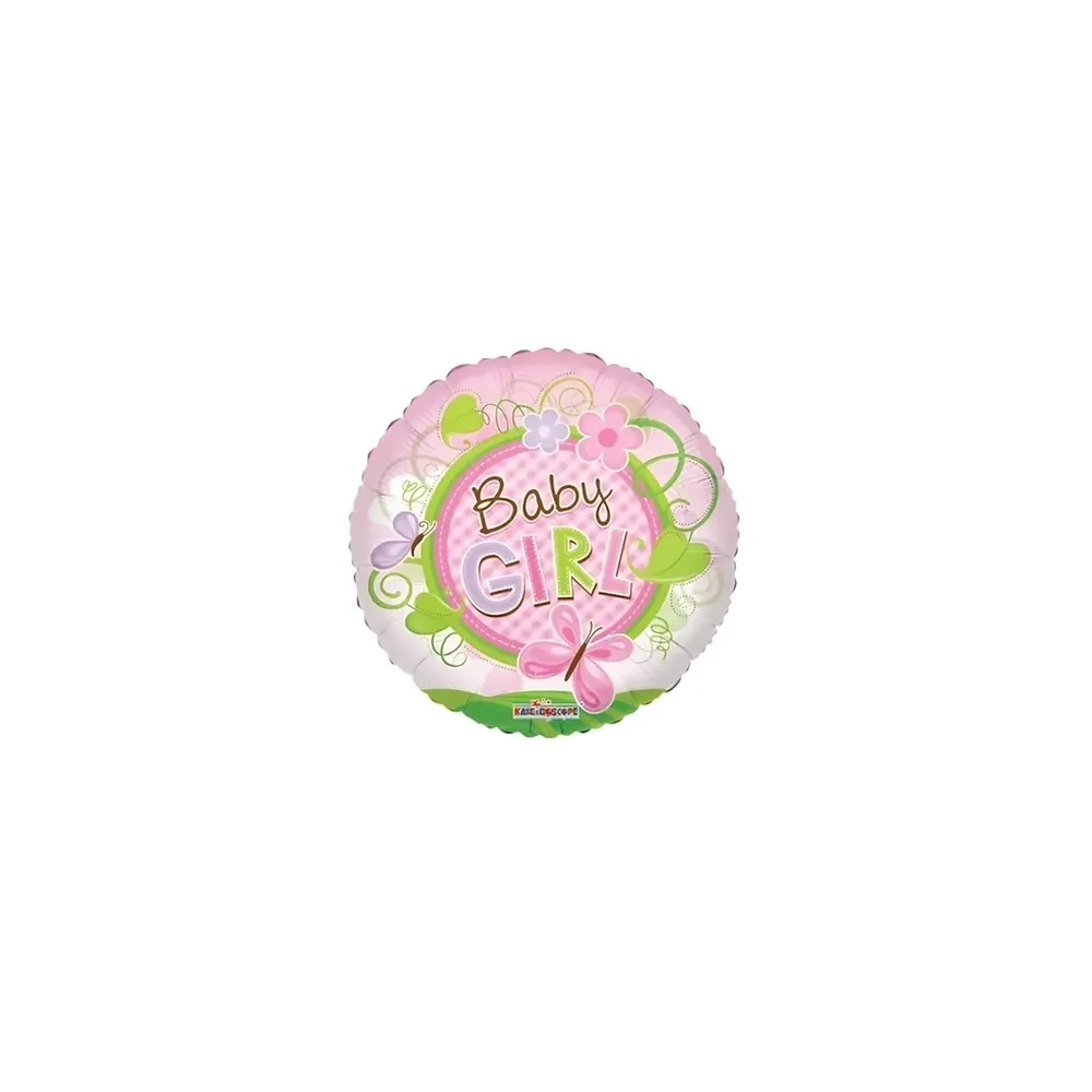 Palloncini Baby Girl Farfalla mini shape 9" (22cm) in mylar, 5pz.