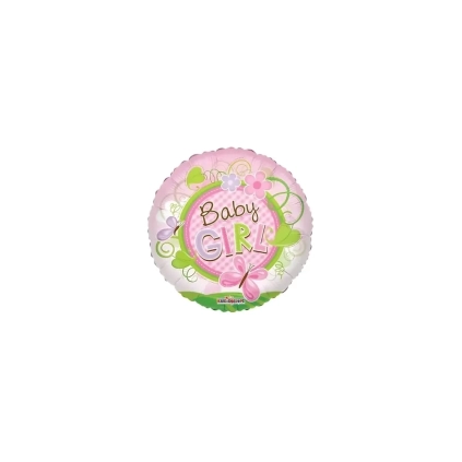 Palloncini Baby Girl Farfalla mini shape 9" (22cm) in mylar, 5pz.