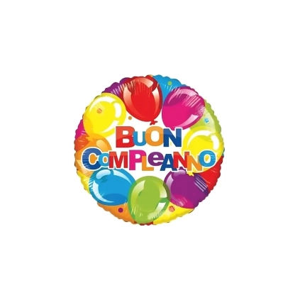 Palloncino Buon Compleanno standard shape 18" (45cm) in mylar, 1pz.