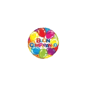 Palloncini Buon Compleanno mini shape 9" (22cm) in mylar, 5pz.